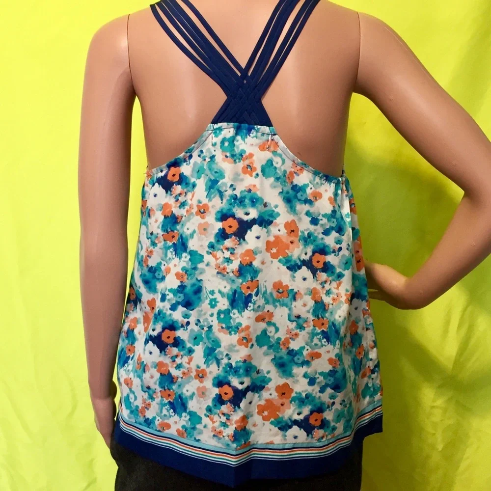 LC Lauren Conrad Floral Crossed Back Tank Cami